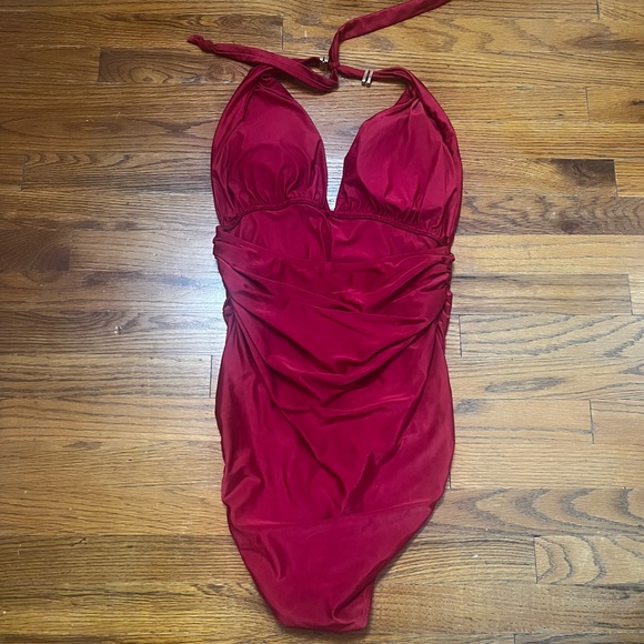 Vix Paula Hermanny Solid Red One Piece Swimsuit Size L - Picture 4 of 8